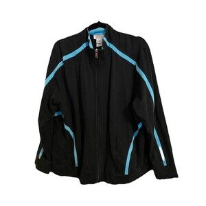 Talbots Jacket Women’s 3X Petite Black aqua Full Zip Long Sleeve Workout Casual
